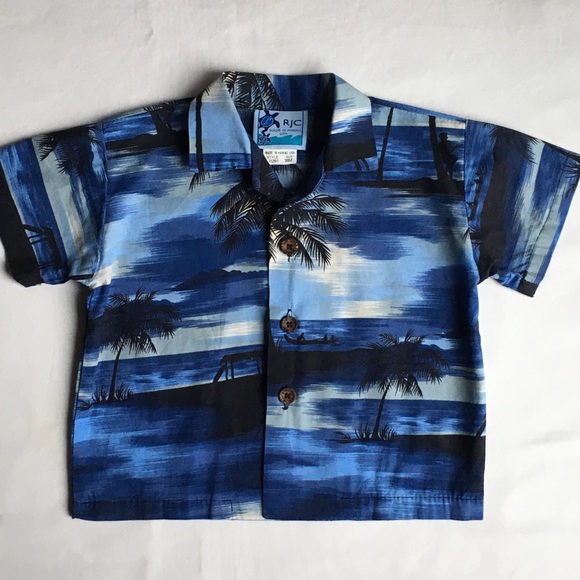 Hawaiian shirt size 18 months blue black RJC EUC - Picture 2 of 12